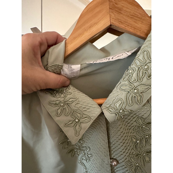 Women's Cathy Choi Button Down Shirt Size 16 Green - Picture 4 of 5